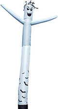 White ghost tube man inflatable with a spooky face and bat prints waving its arms